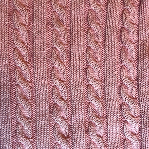Aerie Chunky Cable Knit Cropped Pink Sweaterter sz M - Picture 3 of 8